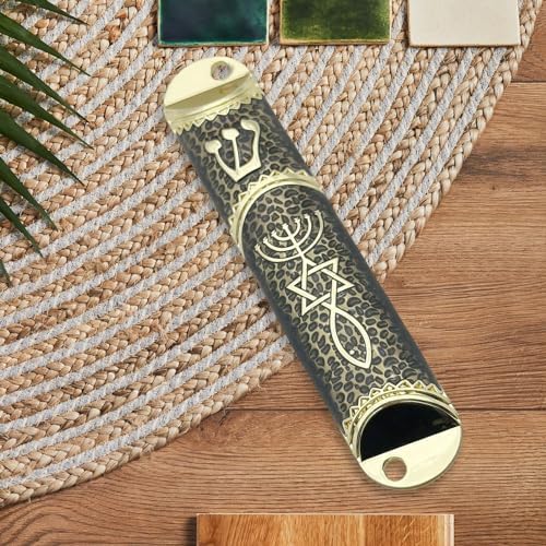 Jewish Mezuzah Case 16cm Unique Design Alloy Black