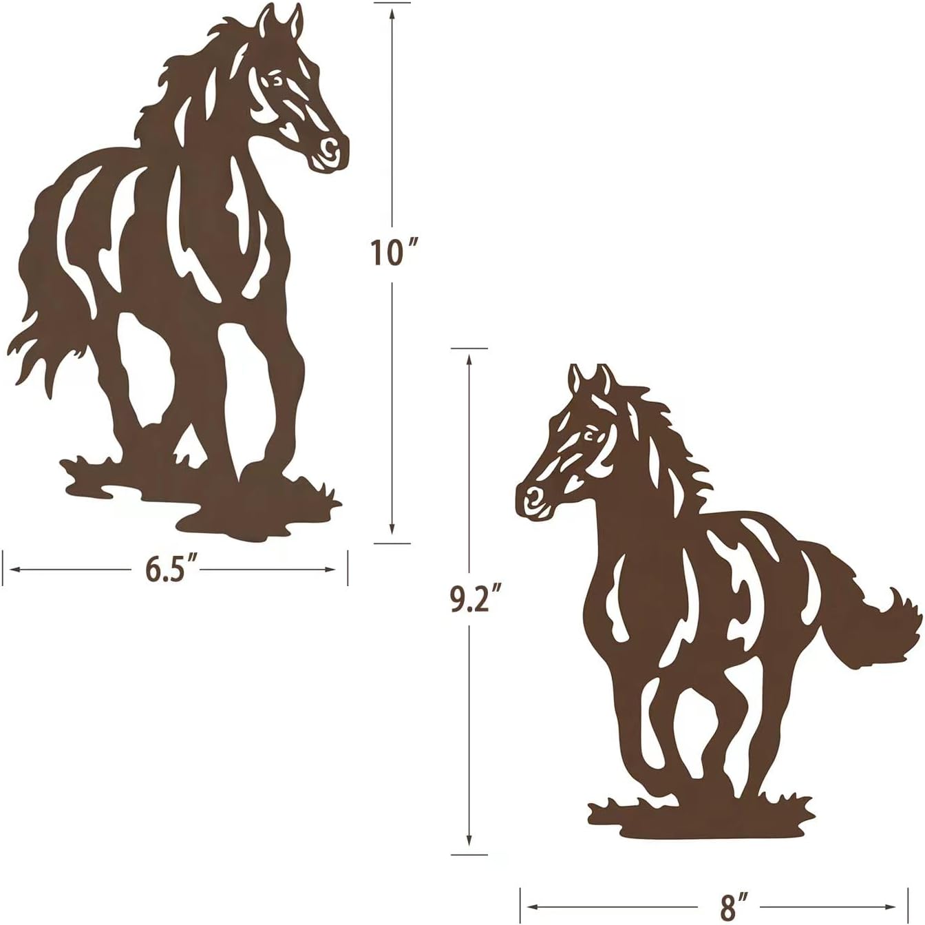 VividLadybug Metal Horse Wall Art Decor Set of 3