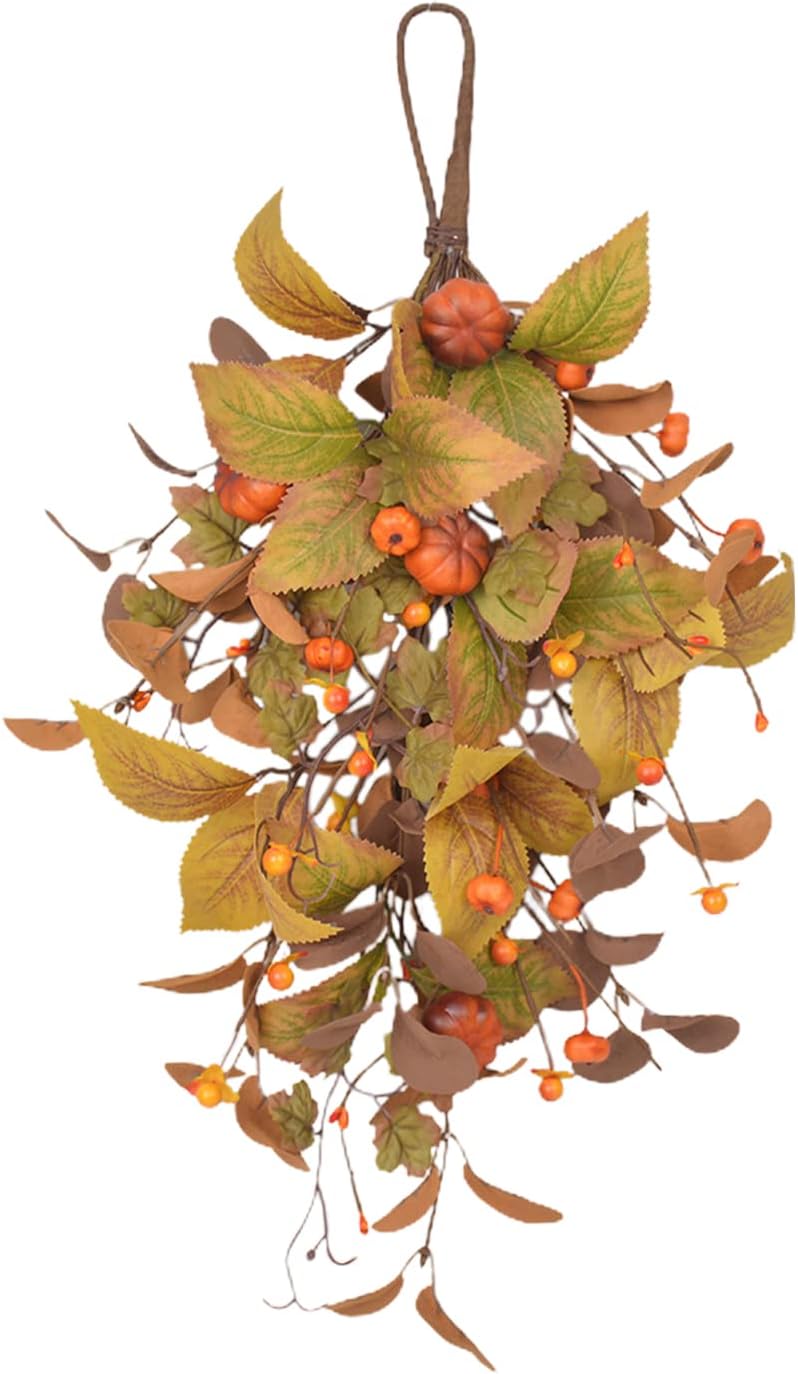 Fall Harvest Teardrop Swag Artificial Decor Thanksgiving Door Wall