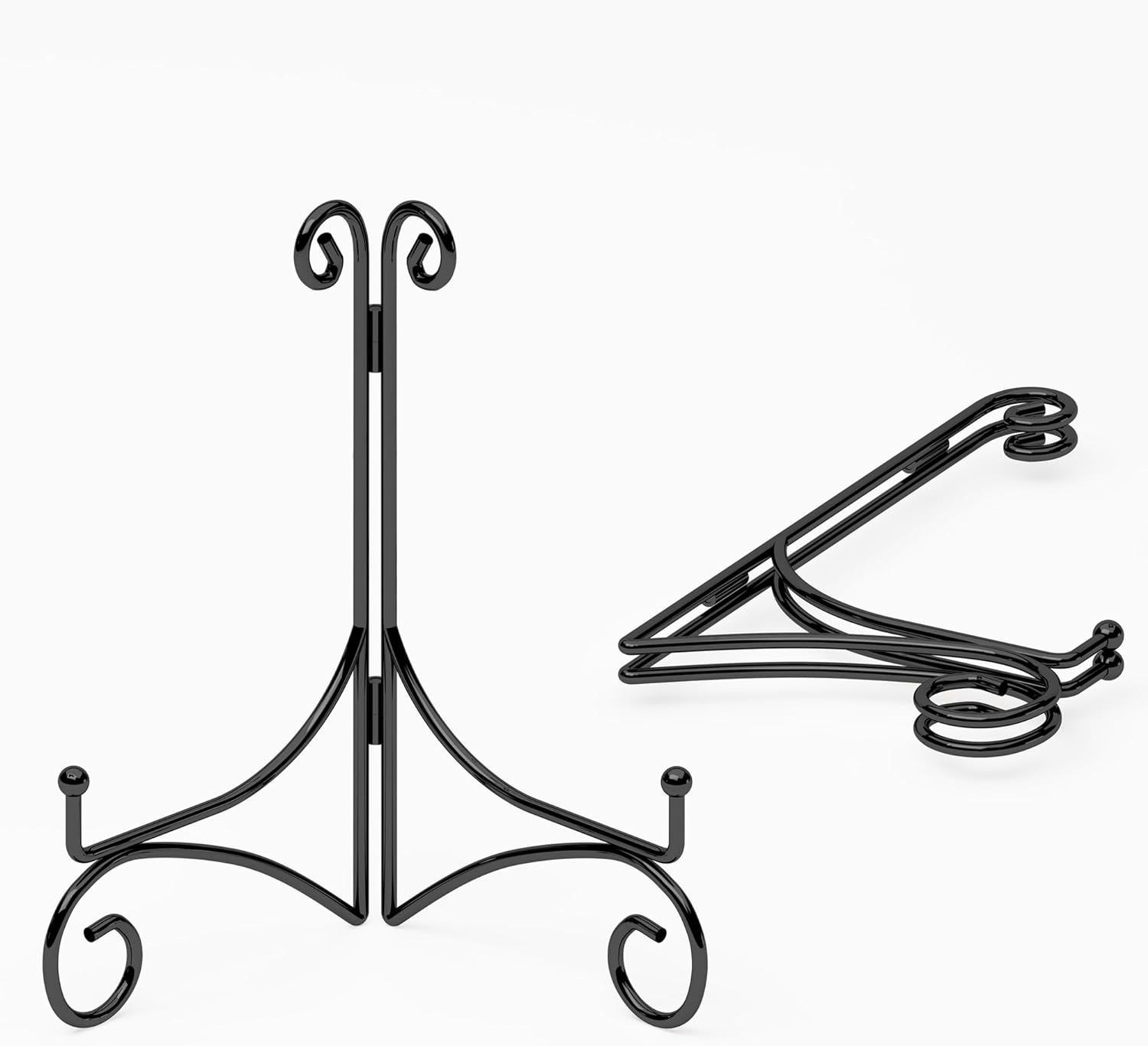 10 Inch Display Plate Stand with Folding Design 2-Pack Black
