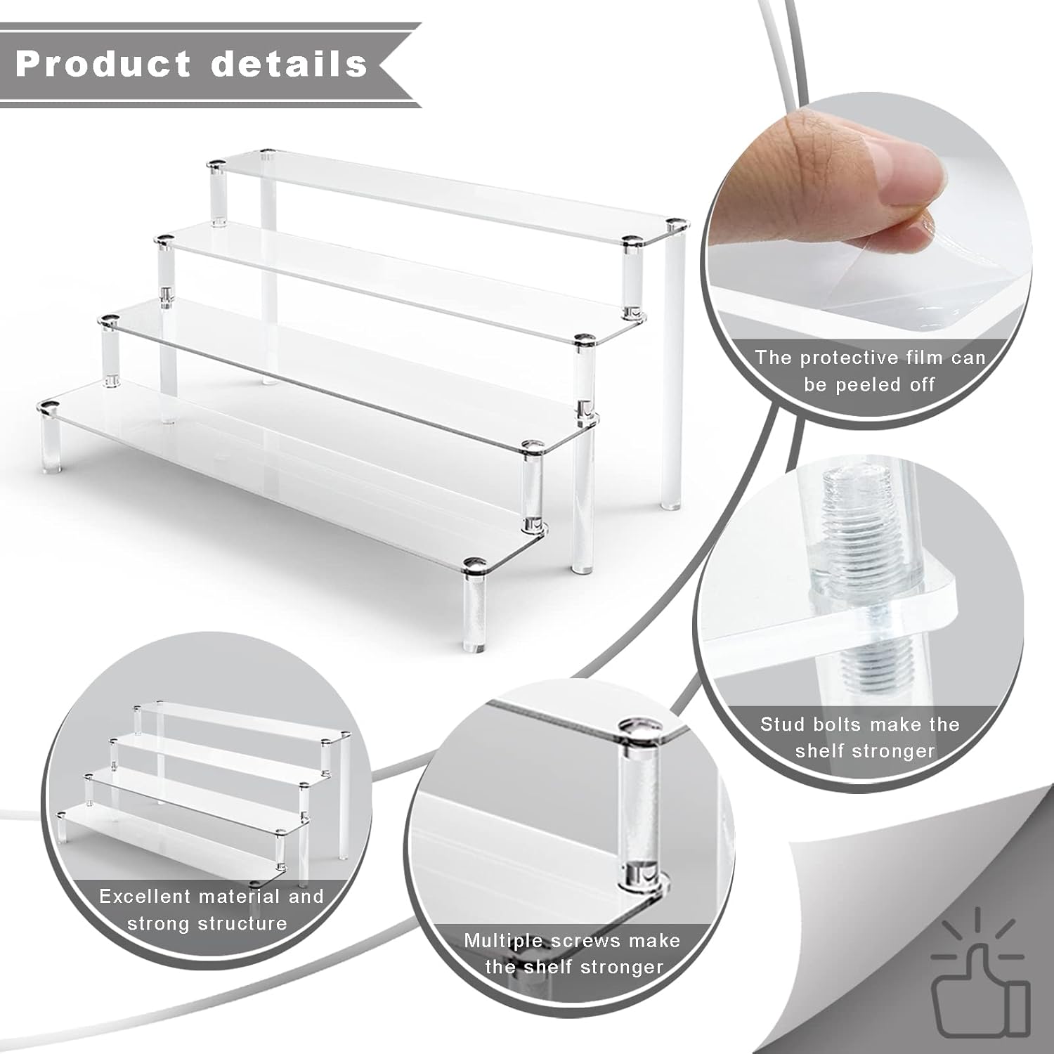 KALYLOC 4 Tier Acrylic Display Stand for Collectibles
