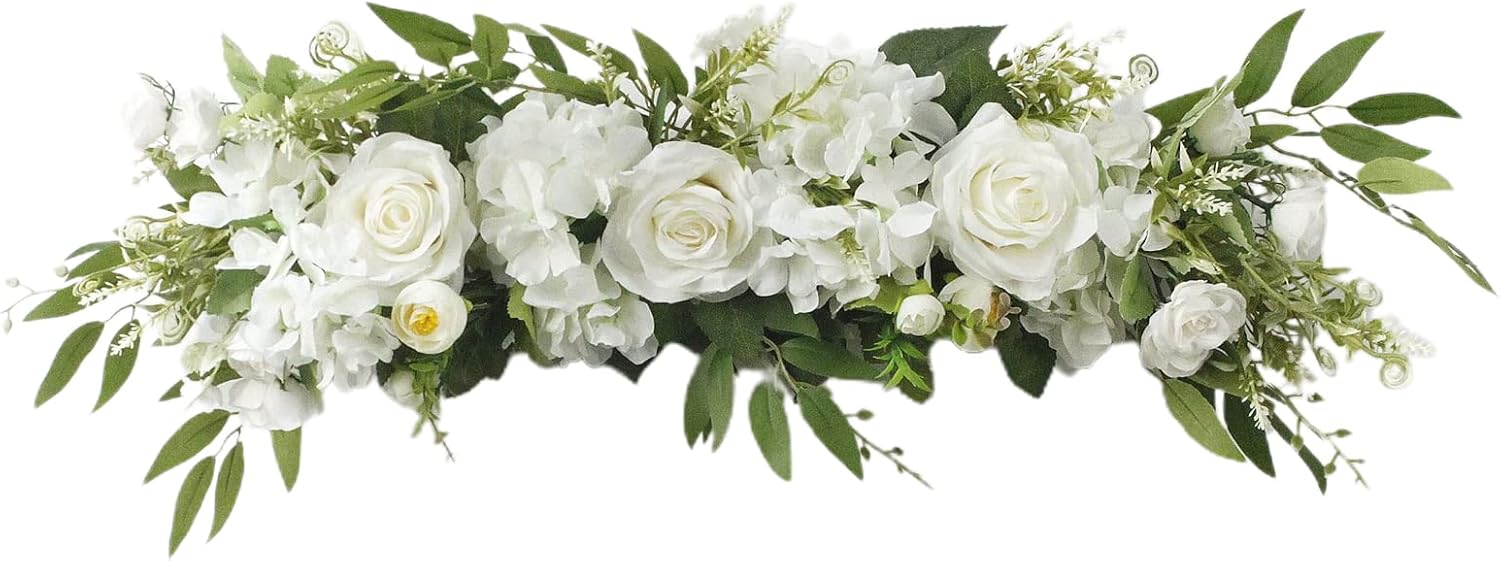 Firlar Artificial White Rose Swag 256 Inch Decor