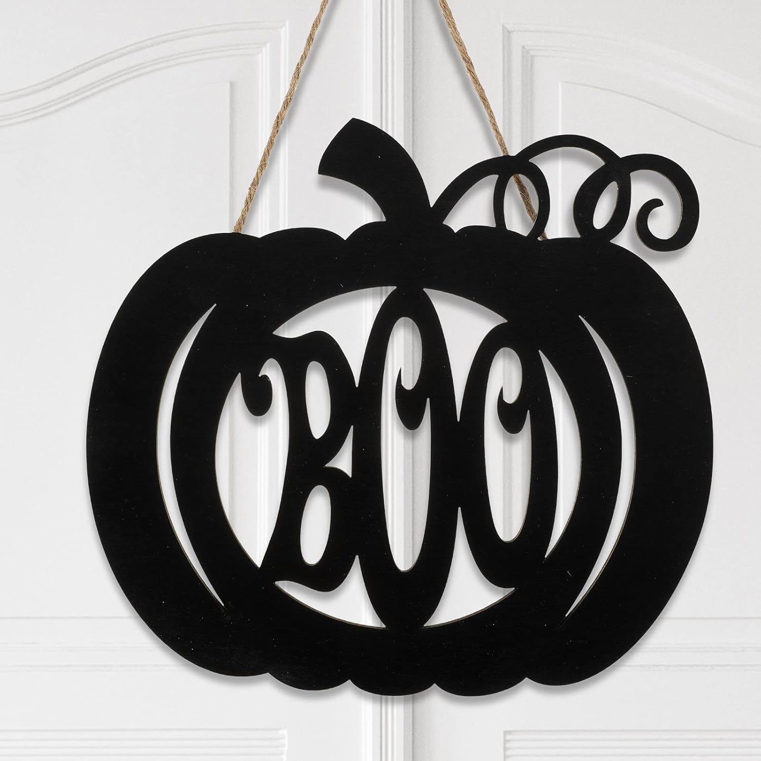 Jetec Halloween Door Hanger Black Boo Wood Sign