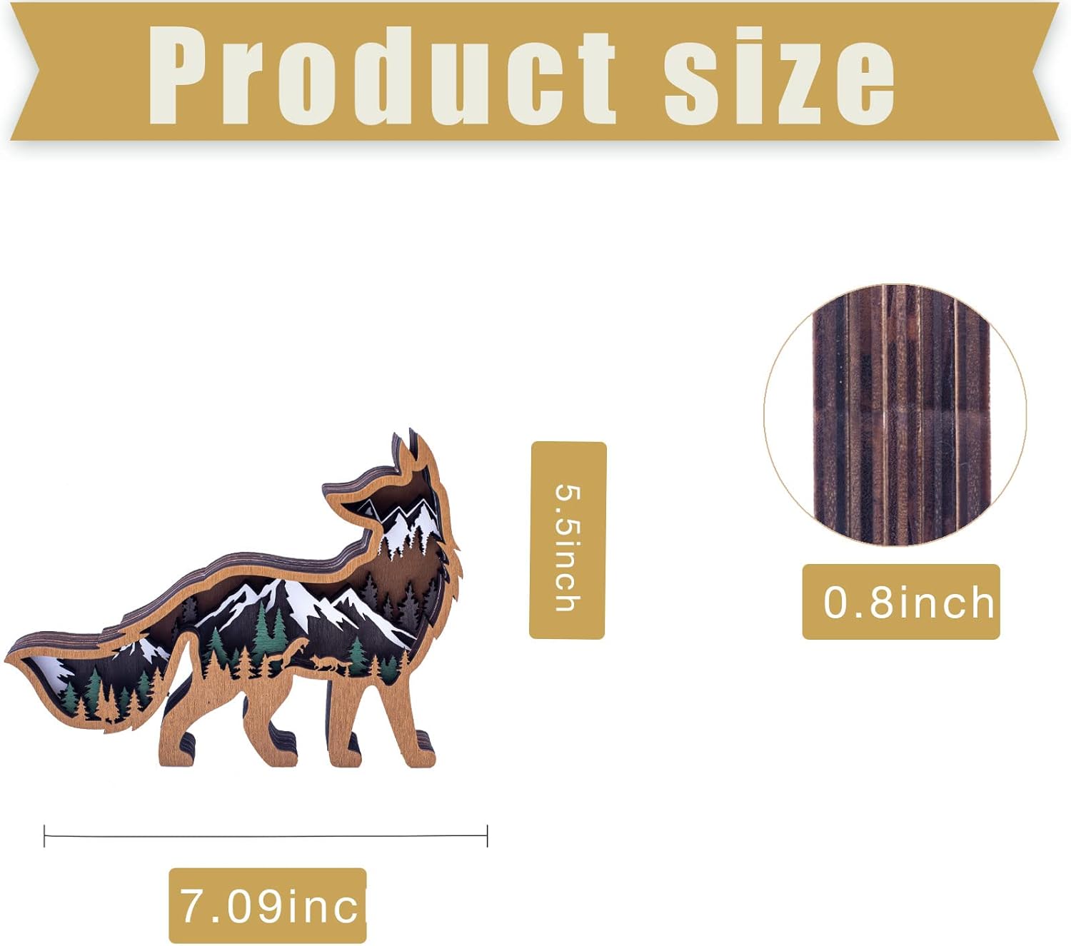 Laozai Rustic Wooden Wall Sculpture Forest Animals Fox Decor