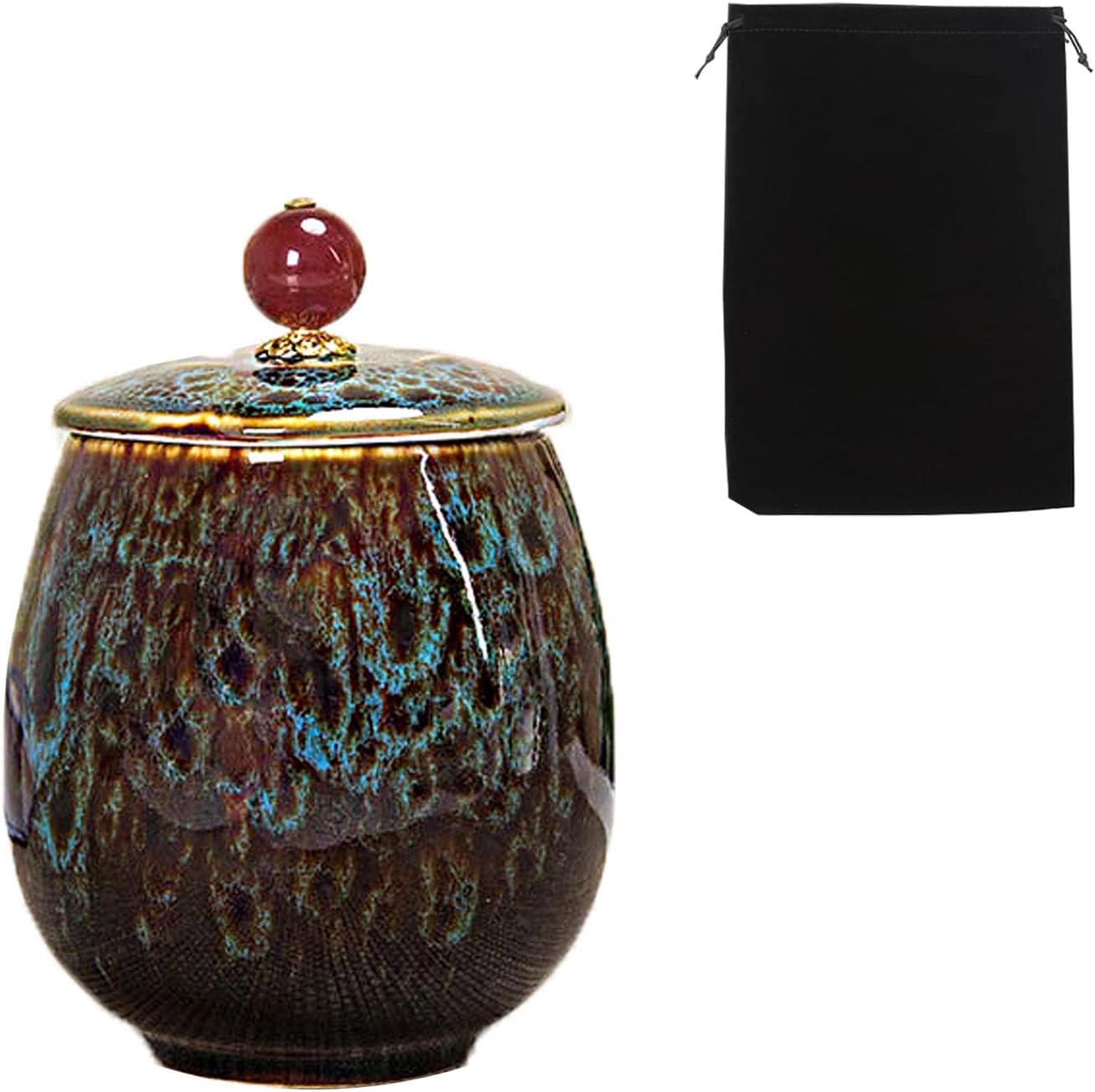Small Ceramic Urn for Human Female Cremation Blue