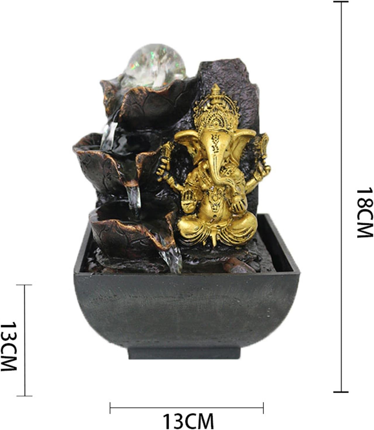 Ganesha Water Feature Statue Elephant Decor for Meditation Space