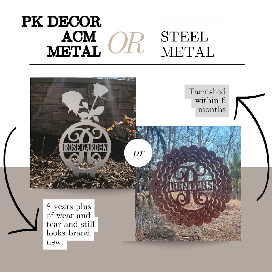PK Decor Front Door Metal Initial Monogram Sign