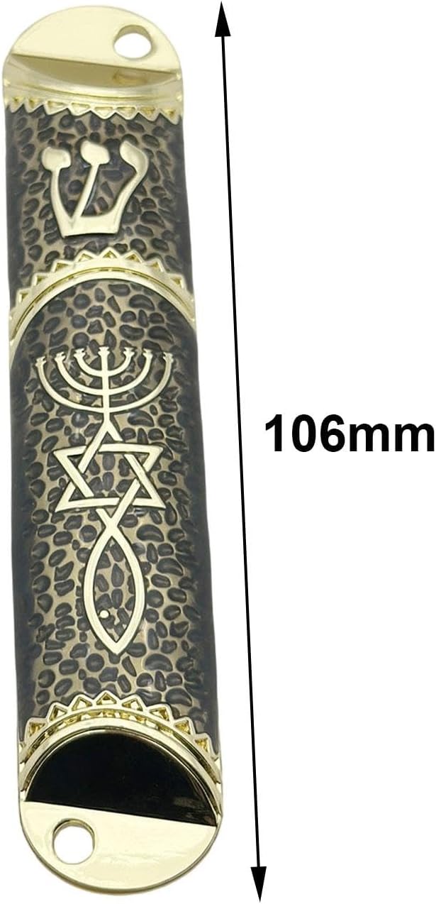 Jewish Mezuzah Case 16cm Unique Design Alloy Black