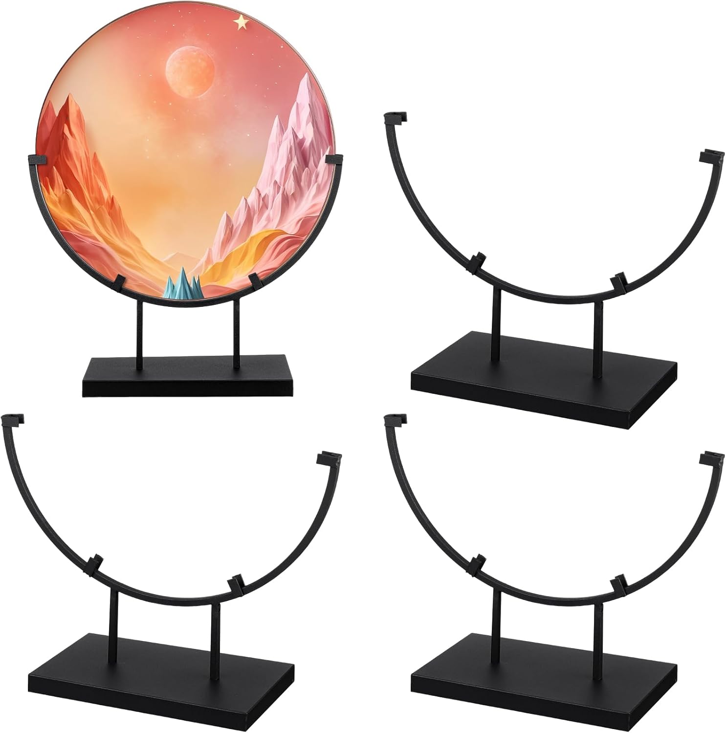 Blulu 4 Pc 12 Inch Round Metal Display Stand Black