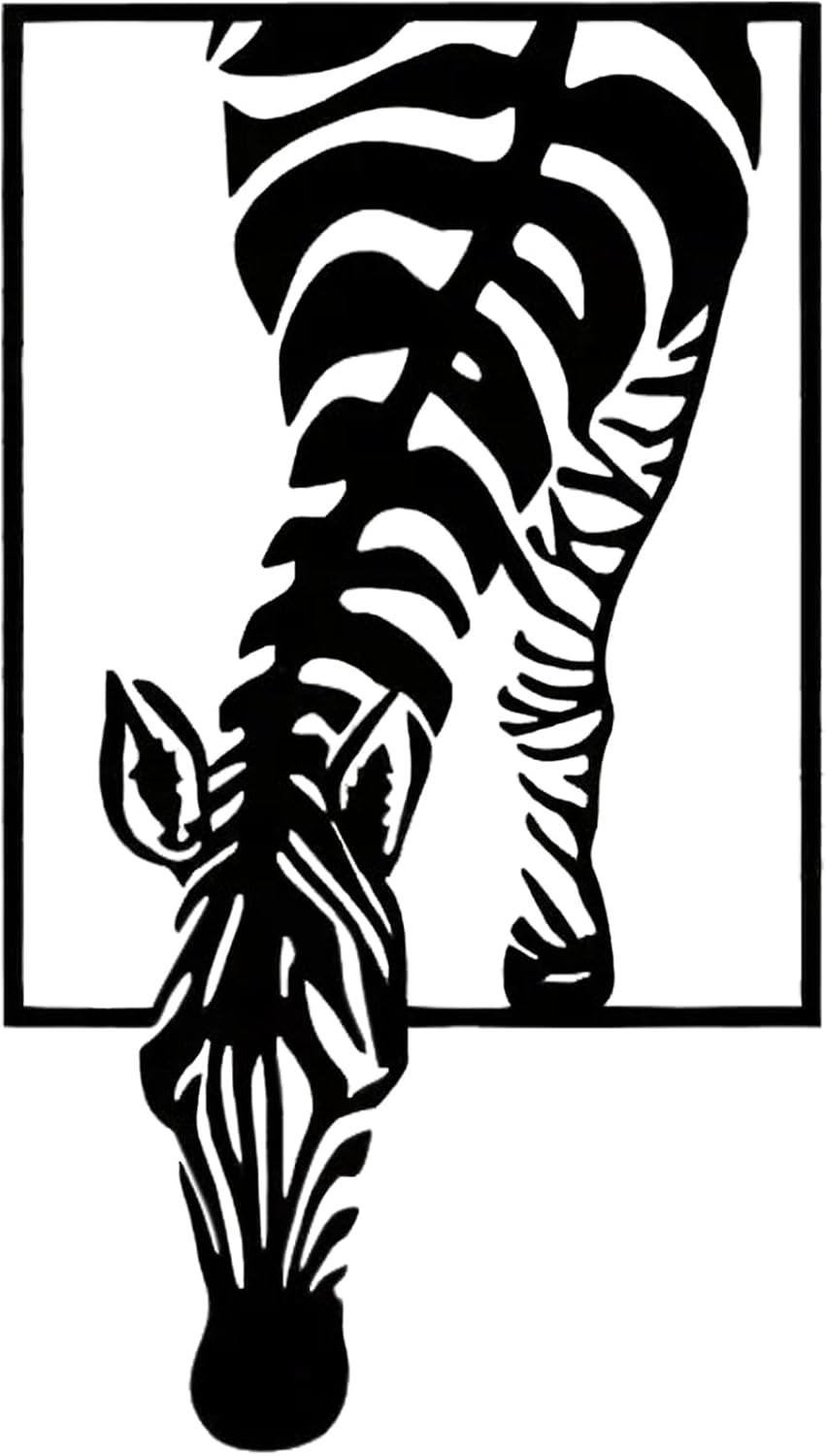 Huspox 3D Zebra Wall Art Decor Metal 40x23cm