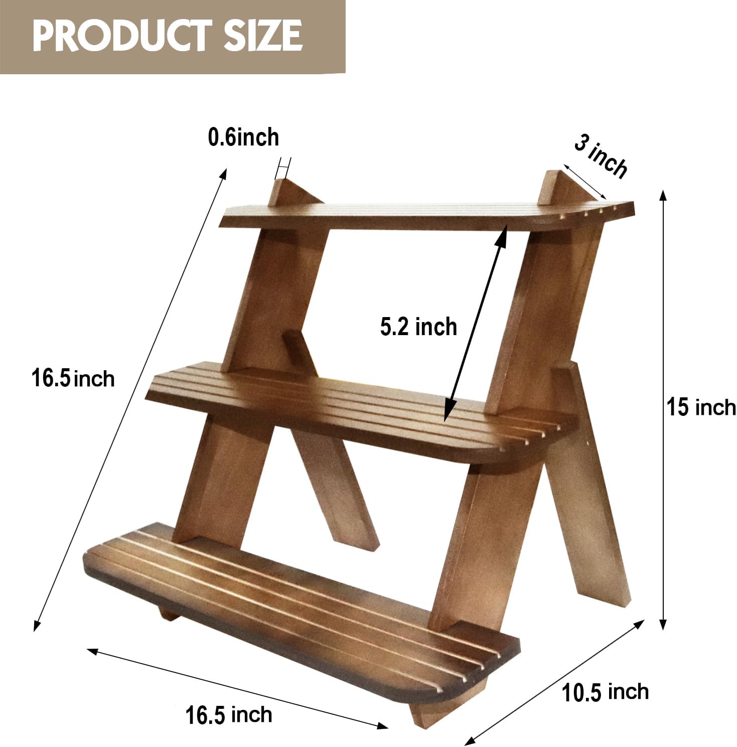 Wooden Display Riser 3-Tier Earring Ring Holder Stand