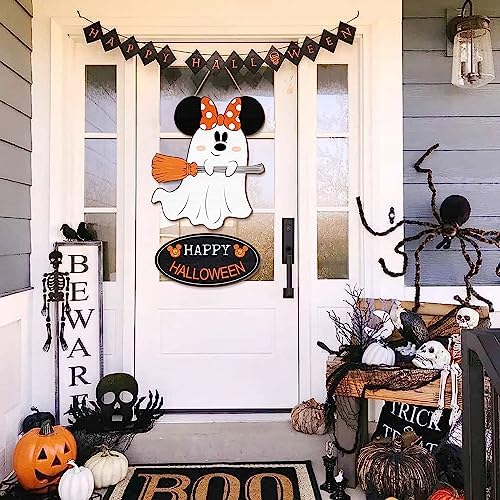 Cute Halloween Mouse Ghost Door Sign