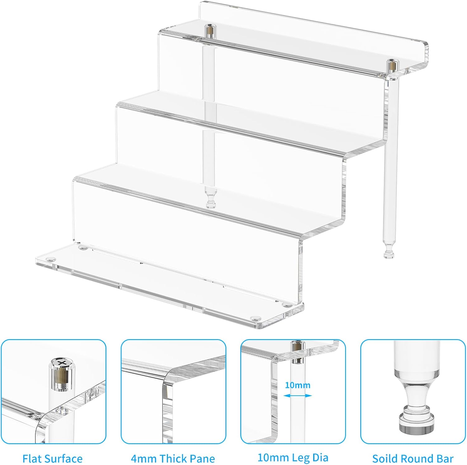 NIUBEE Acrylic Riser Display Shelf 4 Tier 9 Inch