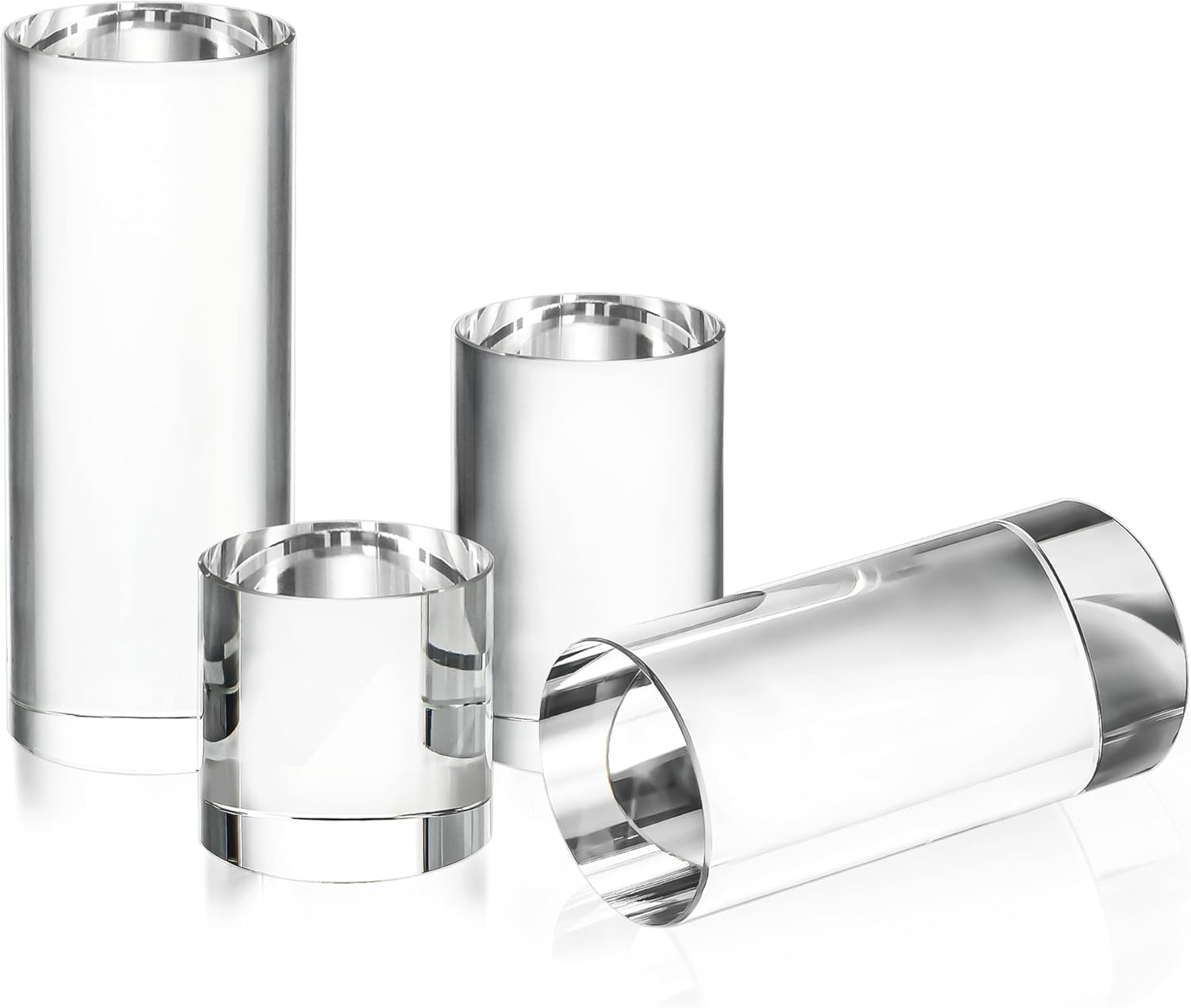 ZEERSHEE 4-Pack Clear Glass Cylinder Display Risers