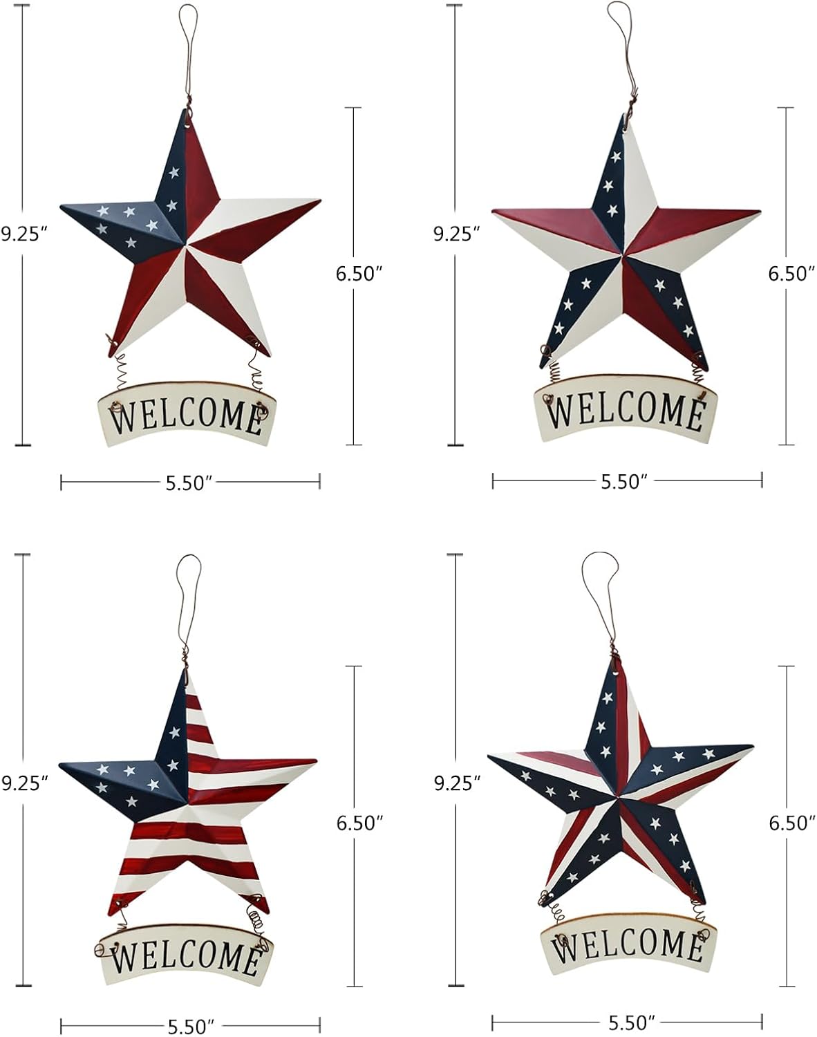 Wovorins Patriotic Welcome Sign Set of 4