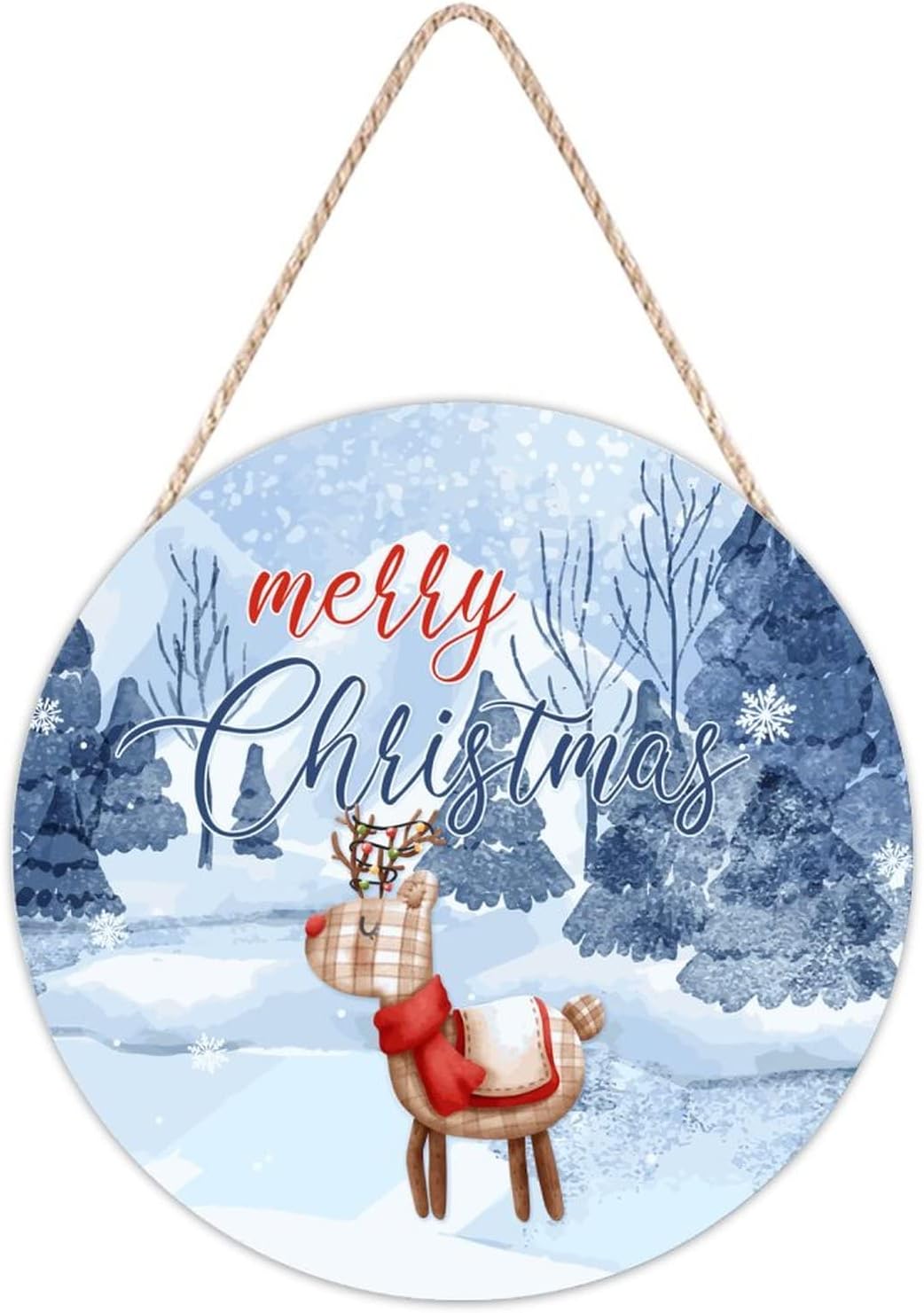 Farmhouse Door Hanger Christmas Wood Sign 12x12in