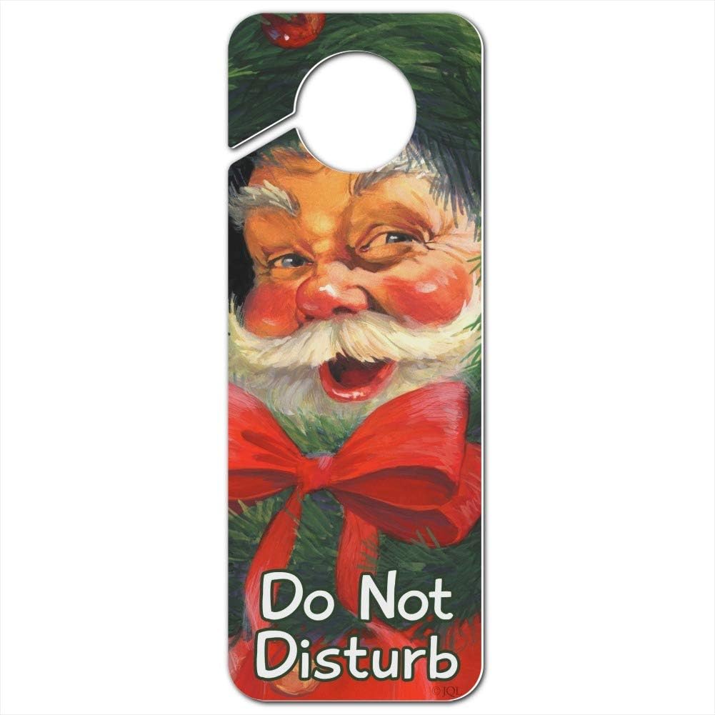 Christmas Santa Wreath Door Knob Hanger Sign