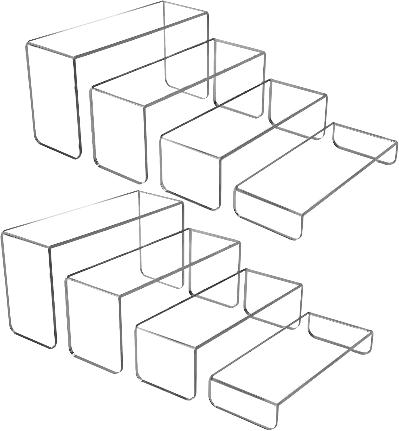 MerryNine Acrylic Risers Display Stands 8 Pcs 2 Set