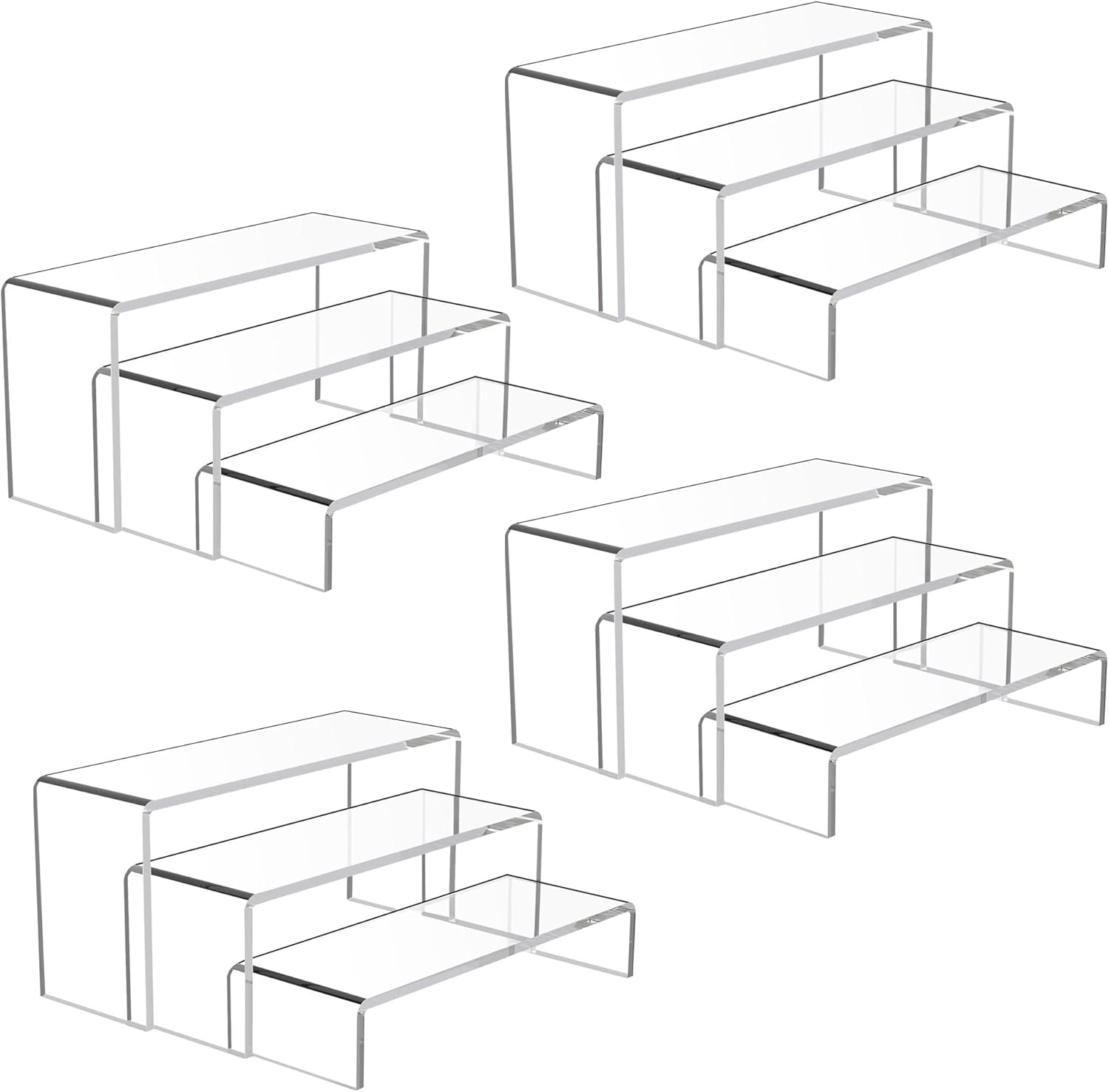 Goabroa 12 Pcs Clear Acrylic Risers Display Stands 3 Tiers