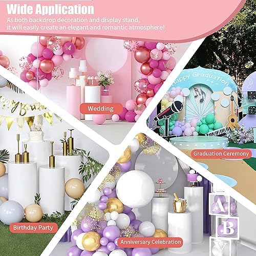 3 Pcs White Round Cylinder Pedestal Stand for Decor