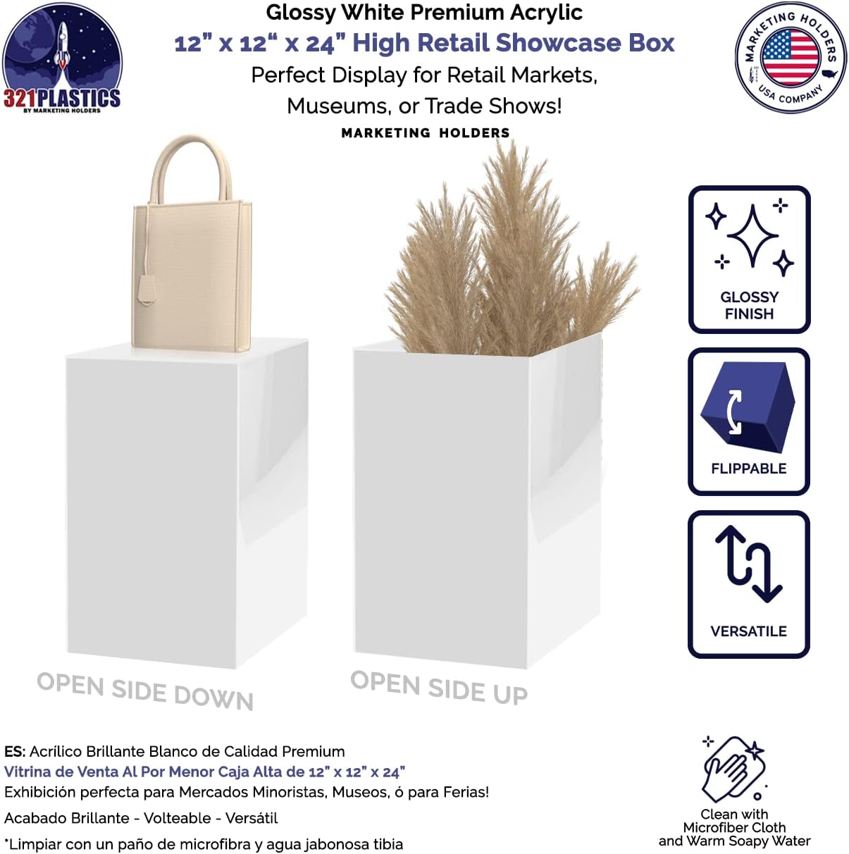 Elevated Acrylic Display Box 12x12x24 Inch Pedestal