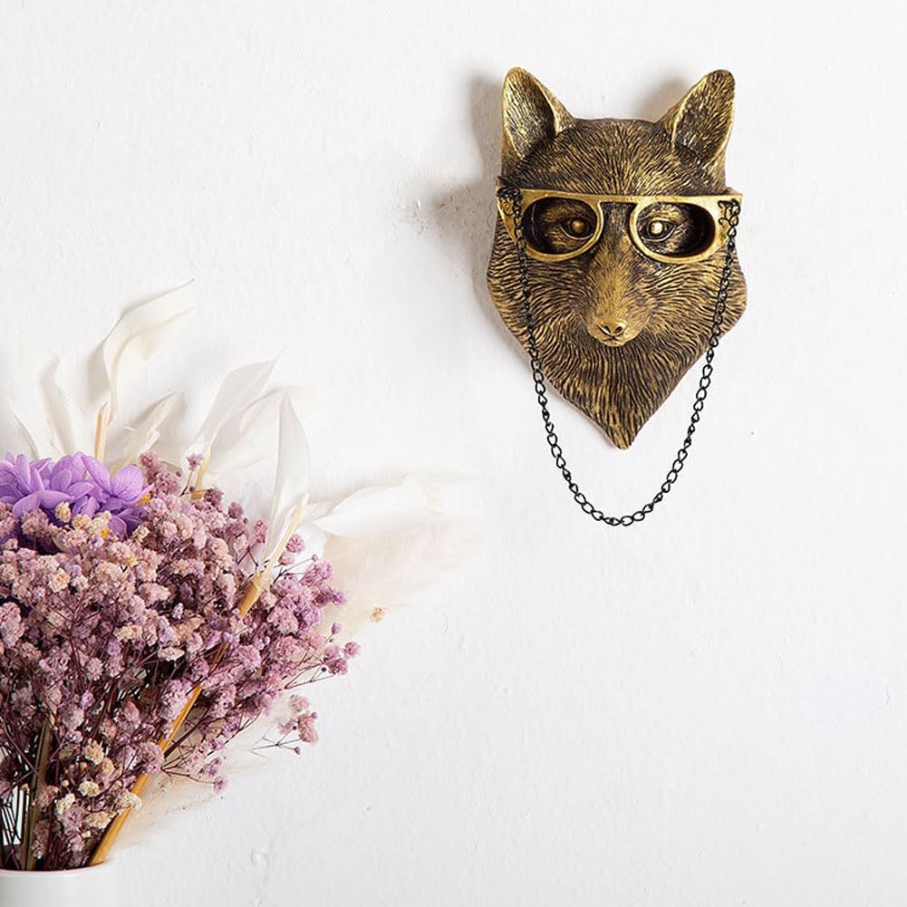 Dsadrwq 1 Pcs Fox Wall Sculpture Animal Head Decor