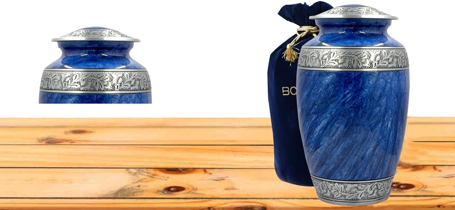 Bold Divine Blue Large Cremation Urn for Adult Ashes