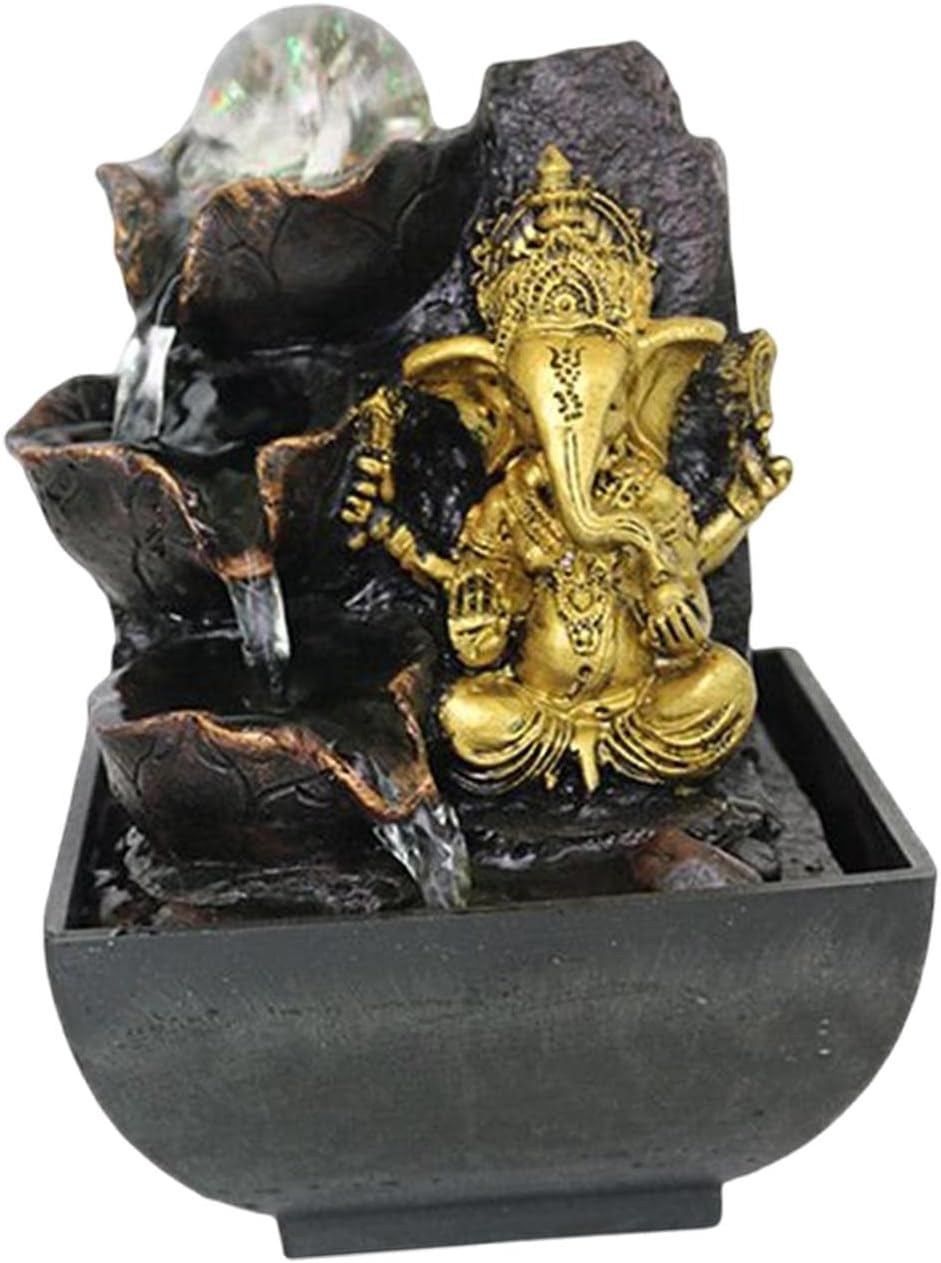 Ganesha Water Feature Statue Elephant Decor for Meditation Space