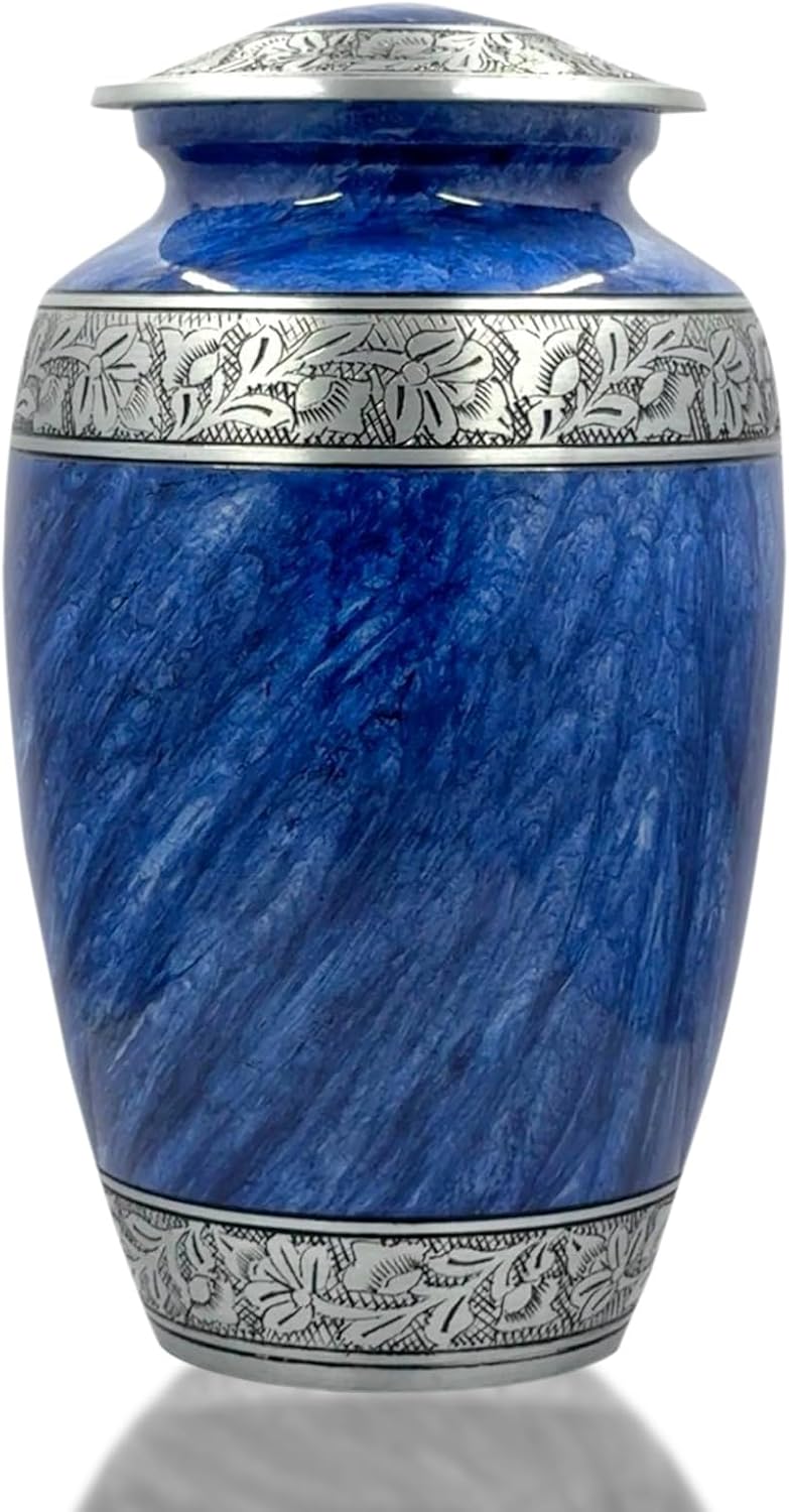 Bold Divine Blue Large Cremation Urn for Adult Ashes