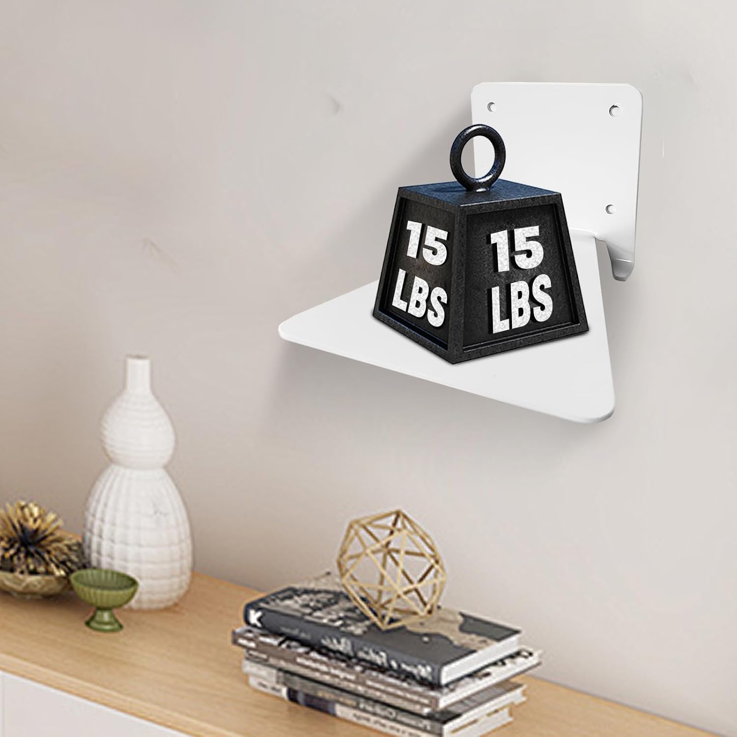 Invisible Floating Bookshelf Modern White Wall Mount Metal Shelves 4PCS
