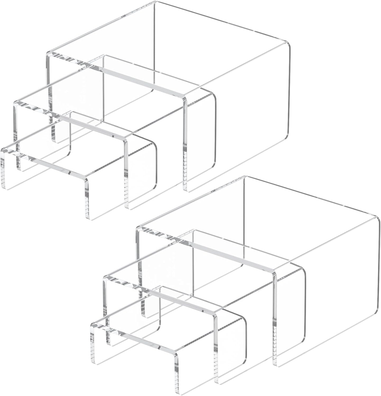 NIUBEE Acrylic Display Riser Stands 2 Sets 3 Steps