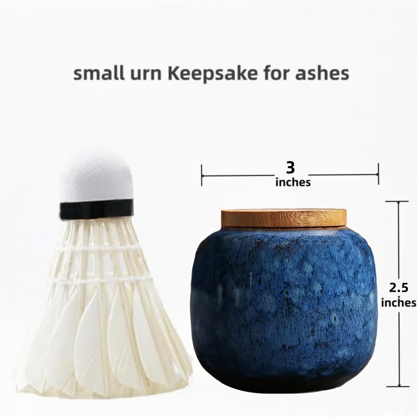 Small Blue Ceramic Urn for Ashes - 25 Inch Mini Memorials
