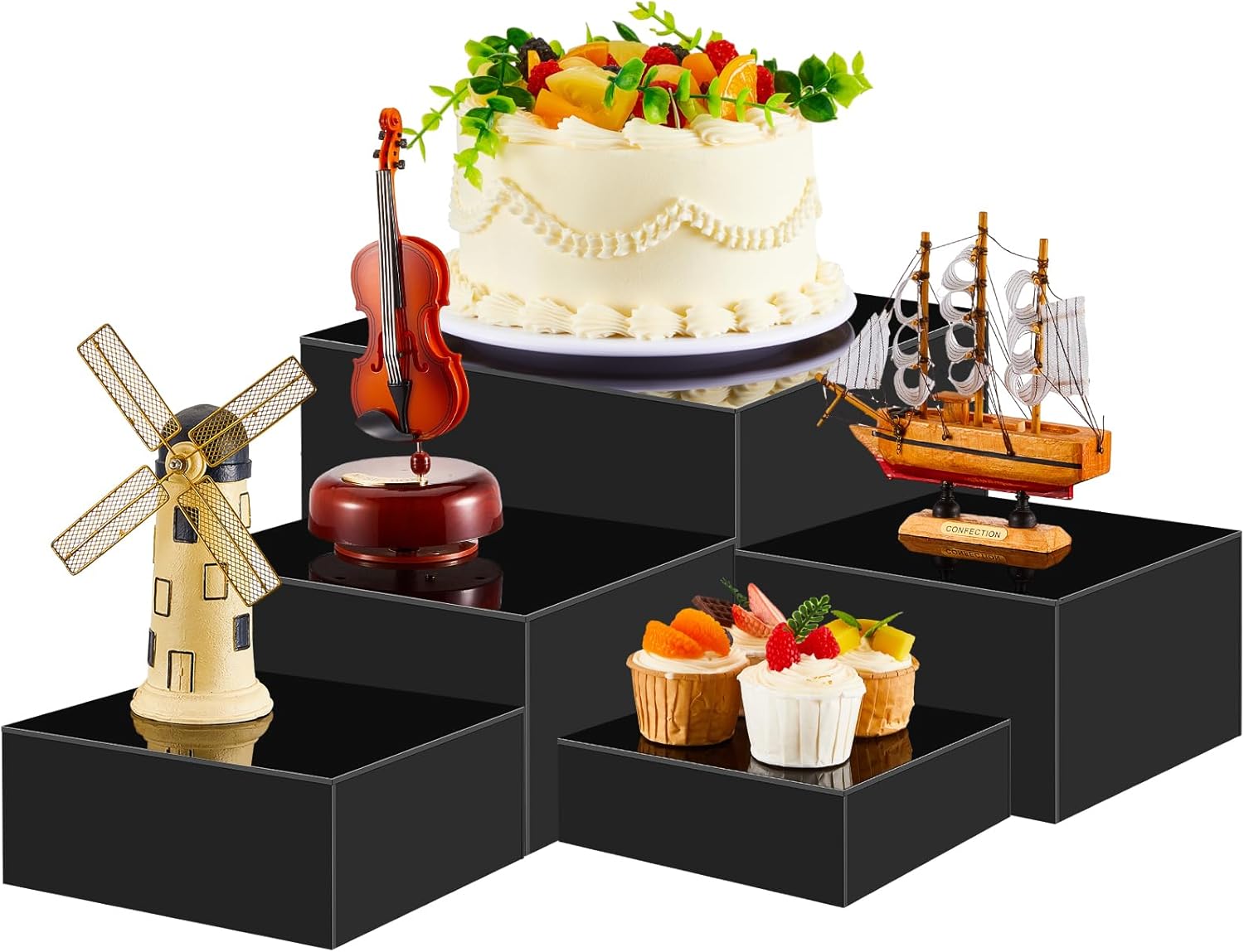 Sintuff 5 Pcs Acrylic Risers Display Stands