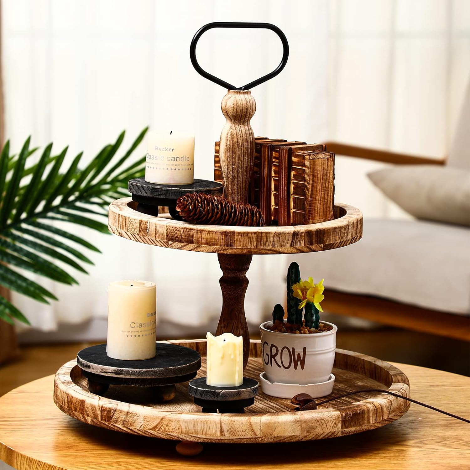 Amyhill 3 Pcs Wooden Risers for Display Decor Black