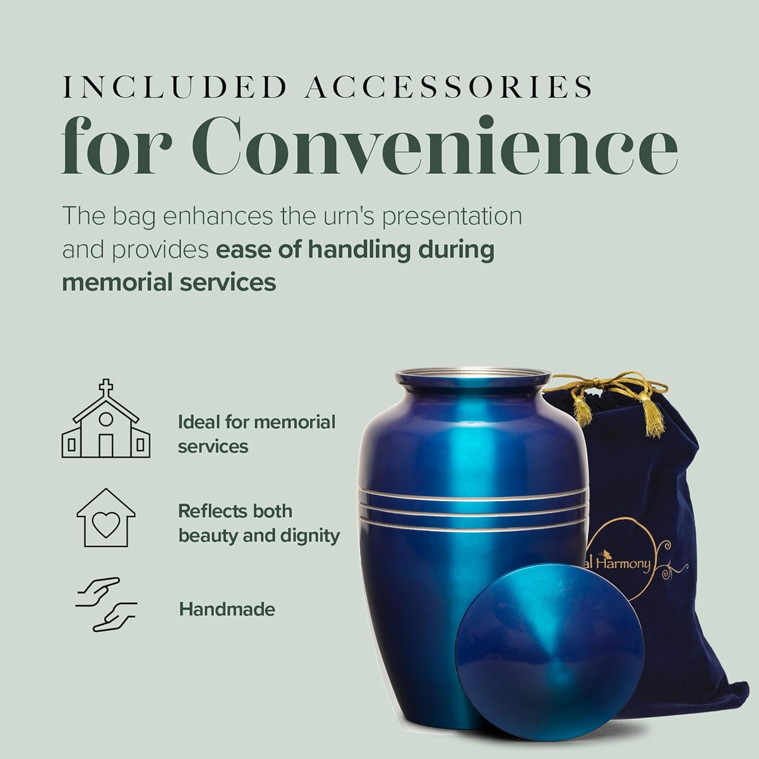 Eternal Harmony Large Urn for Ashes 7x11 Blue