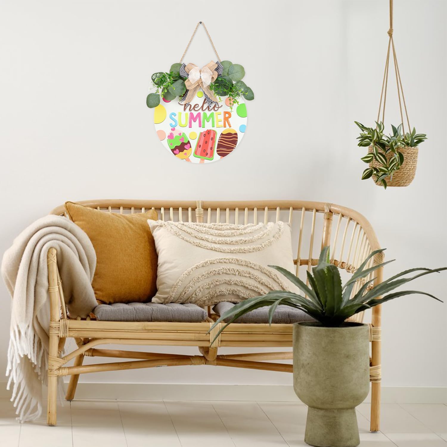 Hello Summer Wreath Front Door Welcome Sign