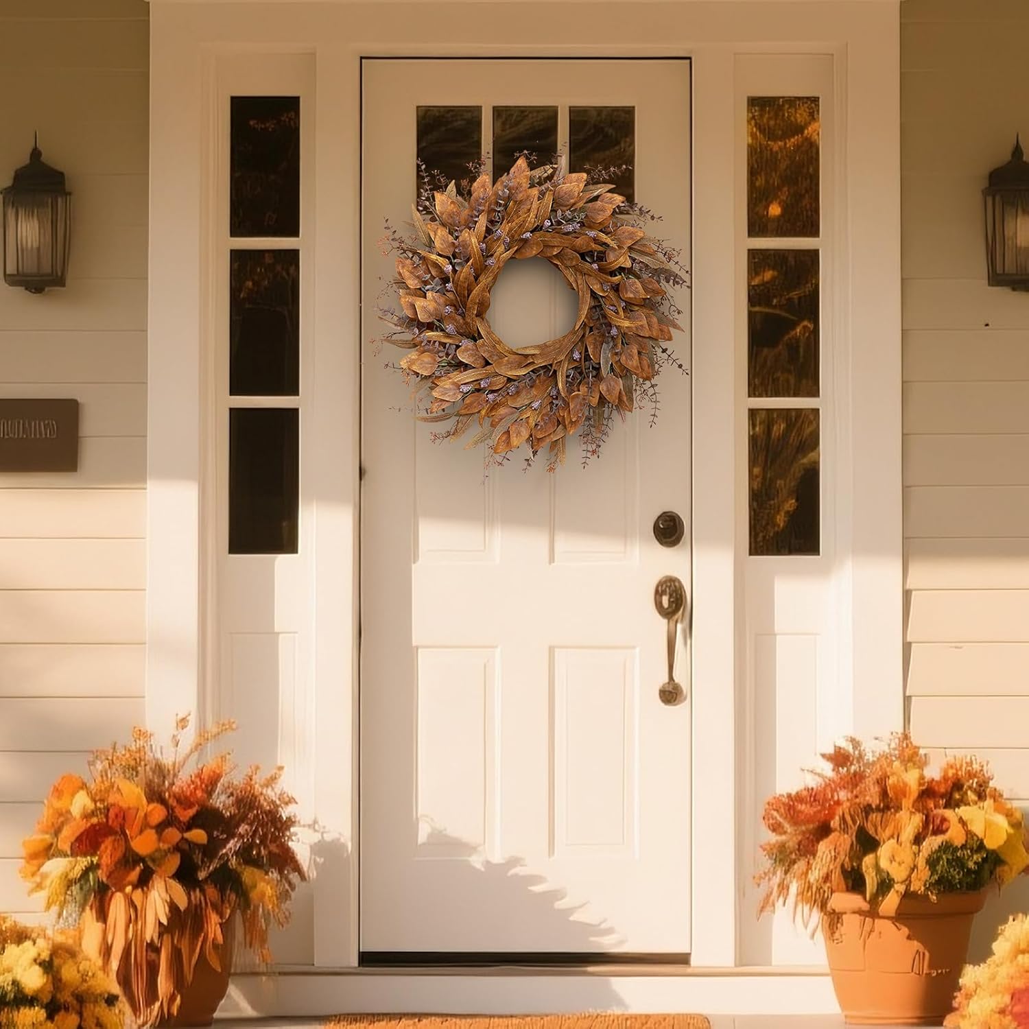 26 Orange Eucalyptus Wreath for Front Door