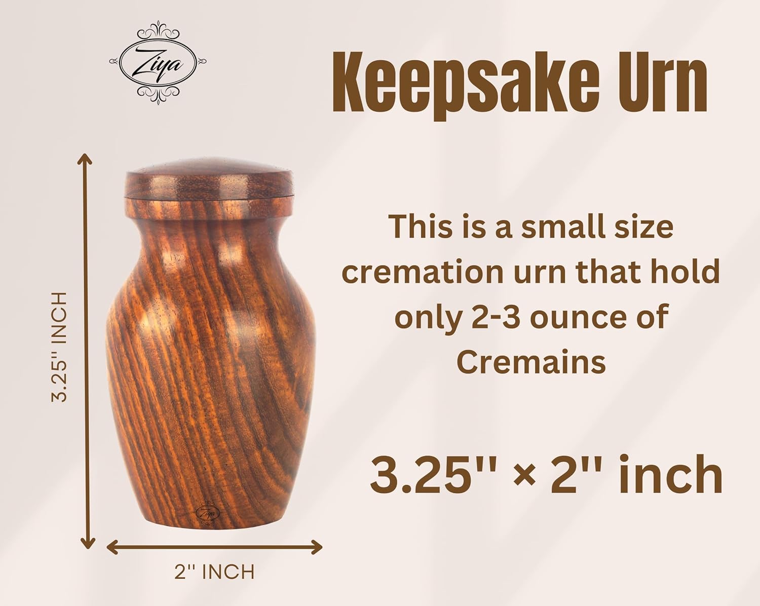 ZIYA Wooden Mini Cremation Urn Set of 4 with Velvet Case