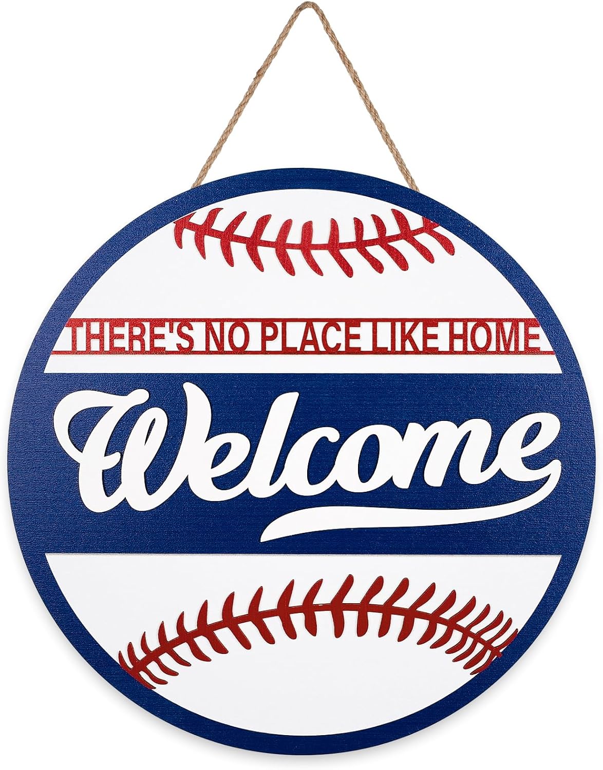 3D Baseball Welcome Door Sign Wooden Hanging Decor