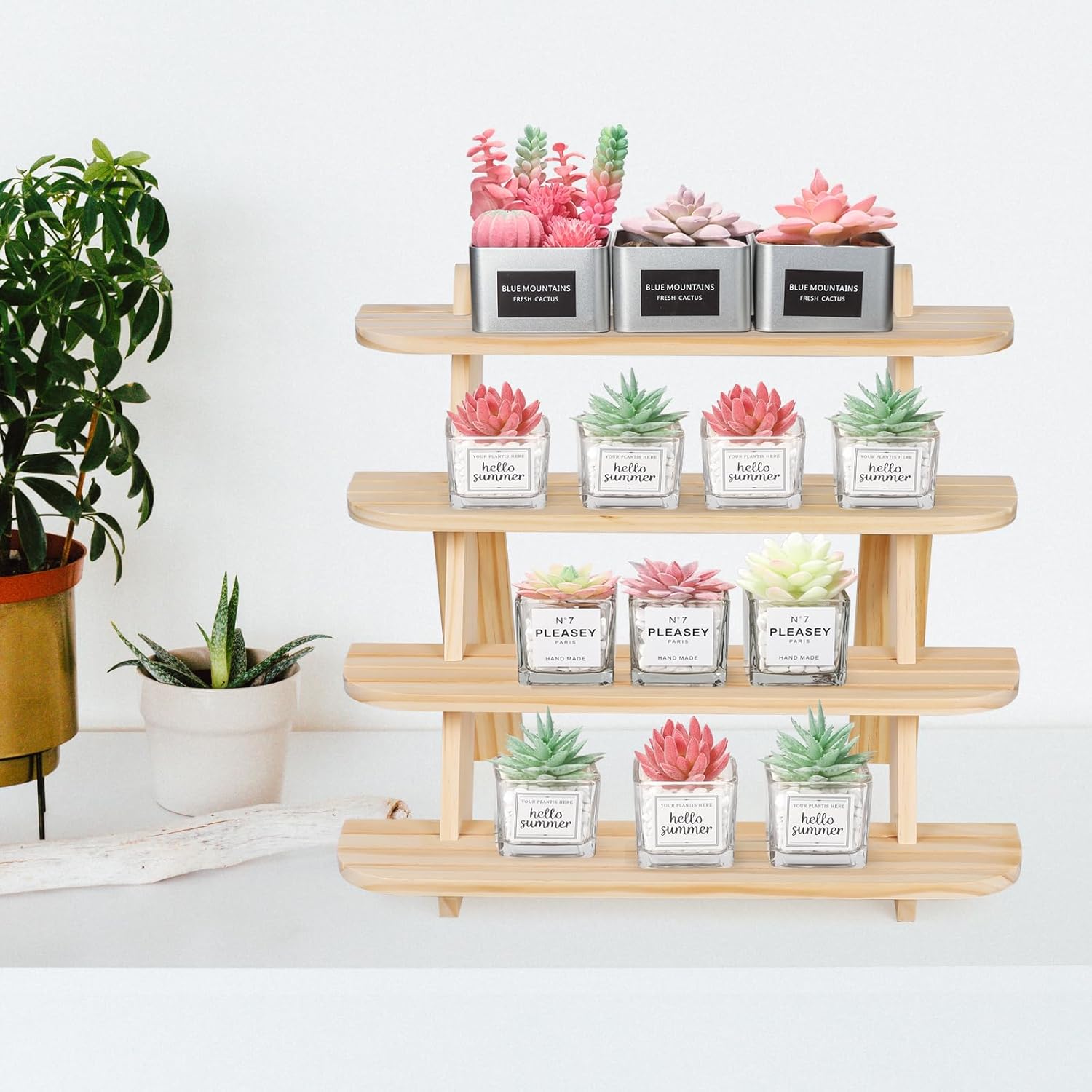Wooden Cupcake Display Stand with 4 Tiers and Risers