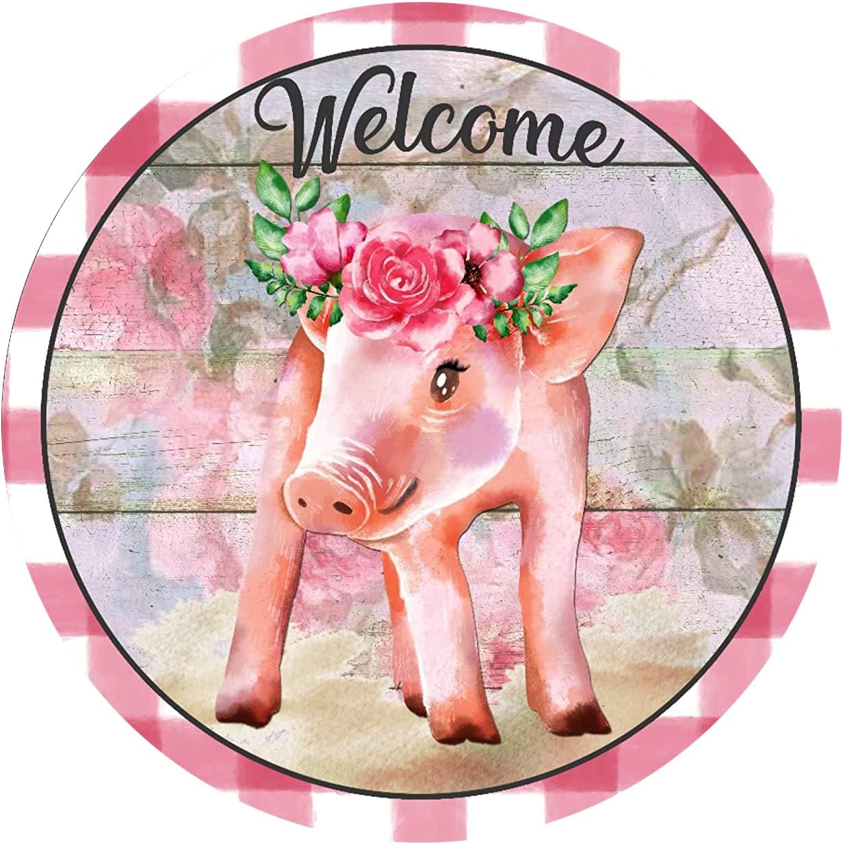 Retro Metal Tin Sign 12x12 Inch Welcome Pig Decor