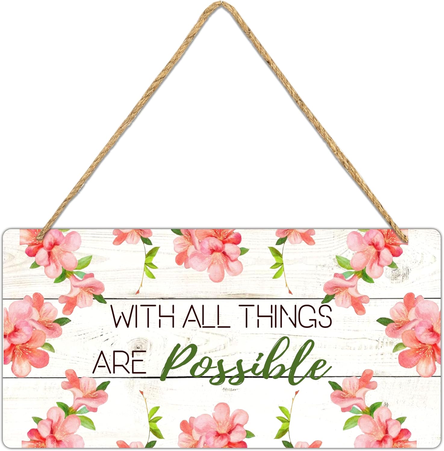 Welcome Wreath Door Hanger with God All Things Are Possible Sign