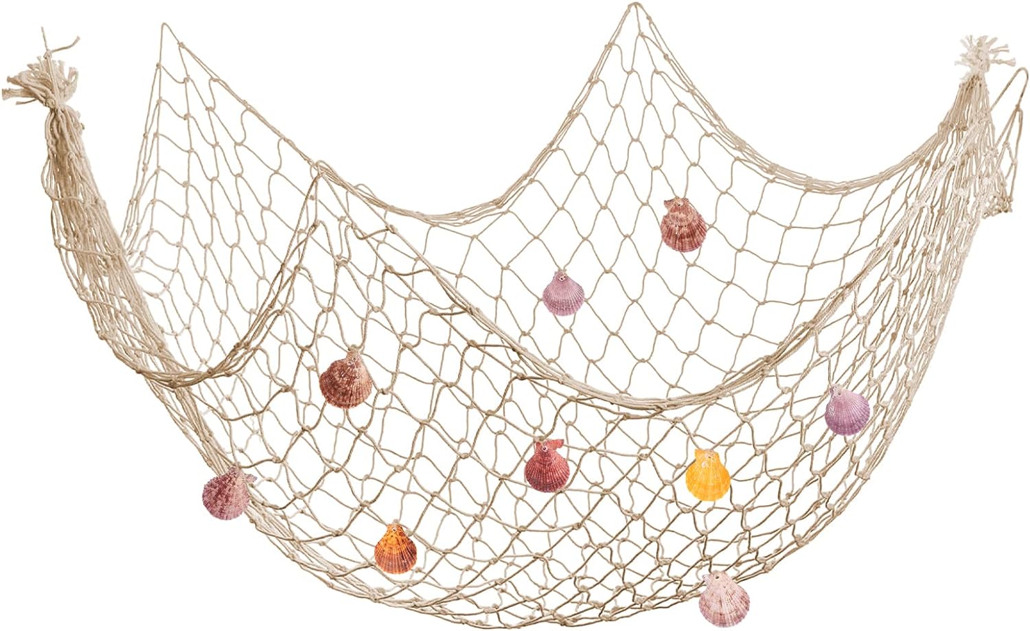 Mediterranean Fishing Net Wall Decor with Shells 79x40 Inch