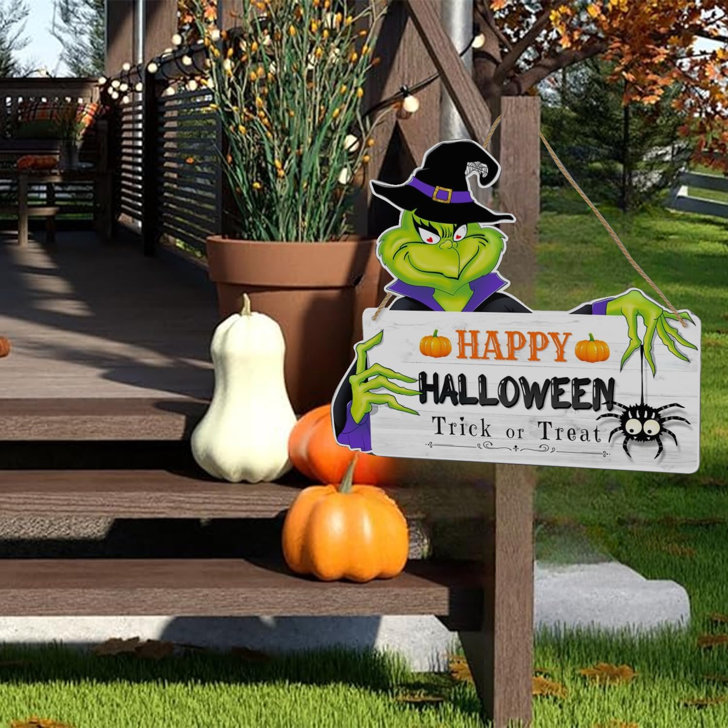 3PC Wooden Halloween Signs Front Door Wreath Decor