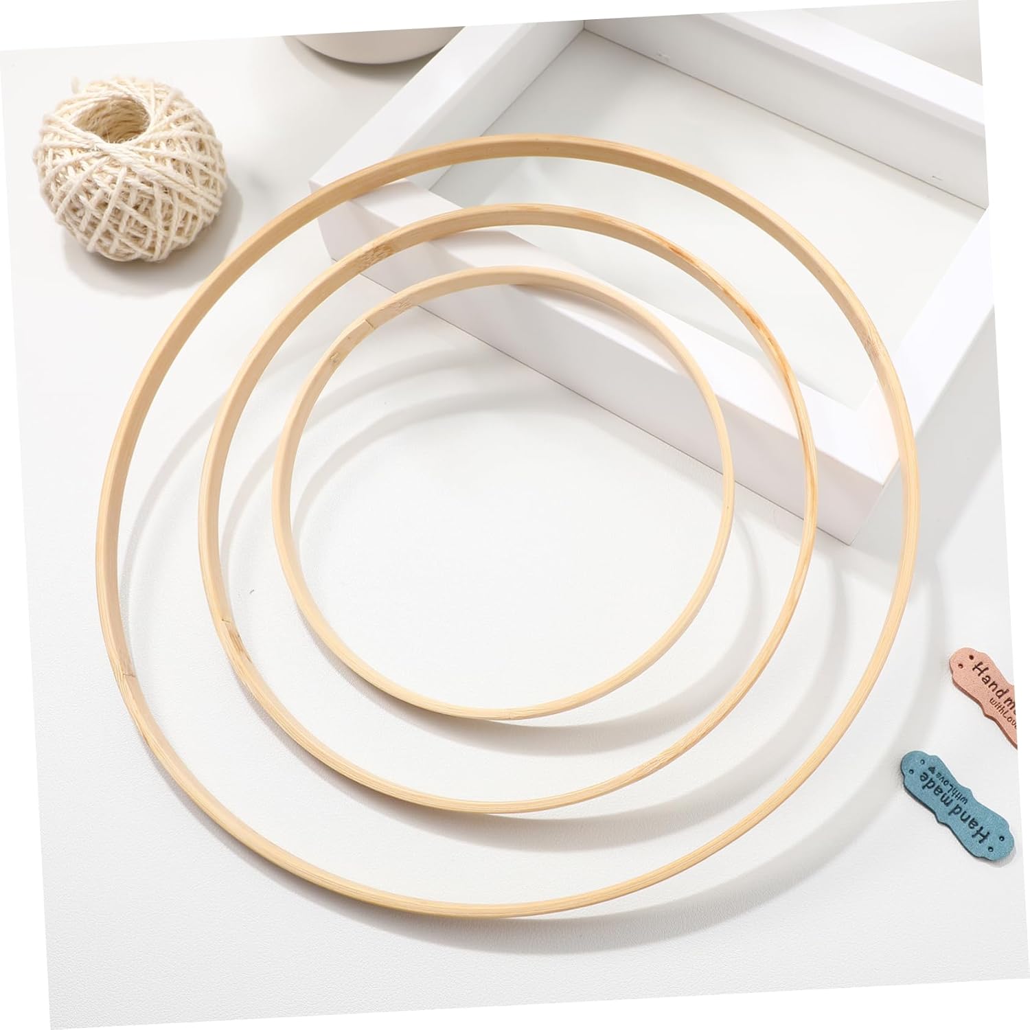 IMIKEYA Bamboo Dream Catcher Hoops 12 Craft Rings Wall Decor