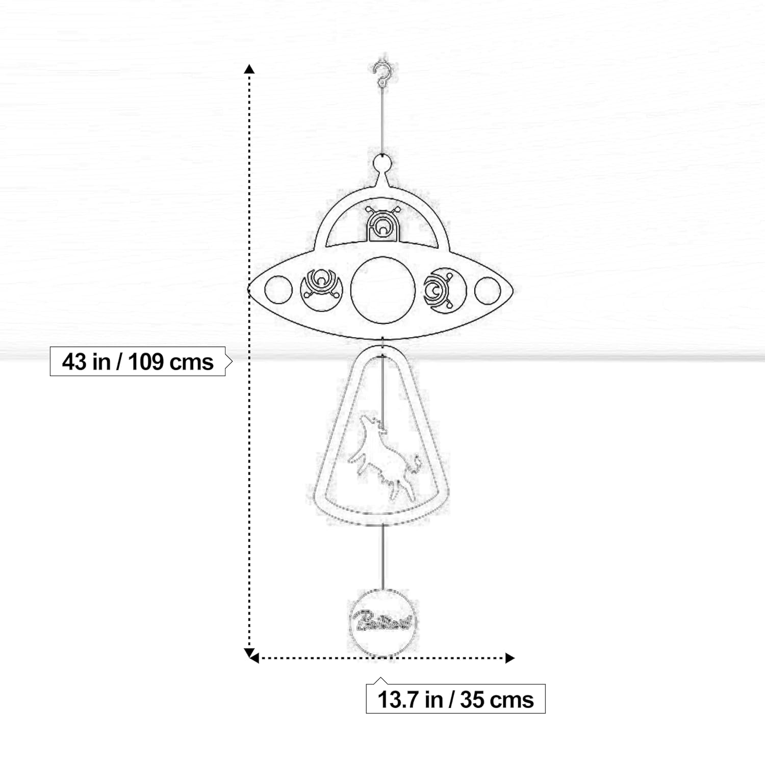 Whimsical UFO Mobile with Abducting Aliens
