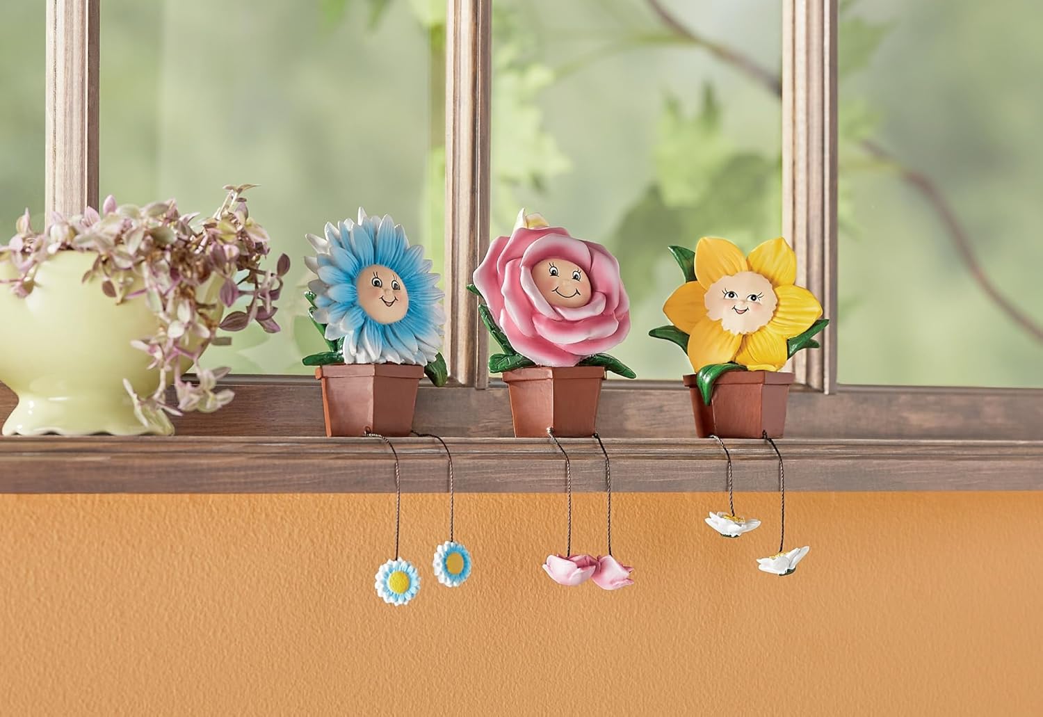 Montgomery Ward 3-Piece Smiling Face Flower Shelf Sitters Set