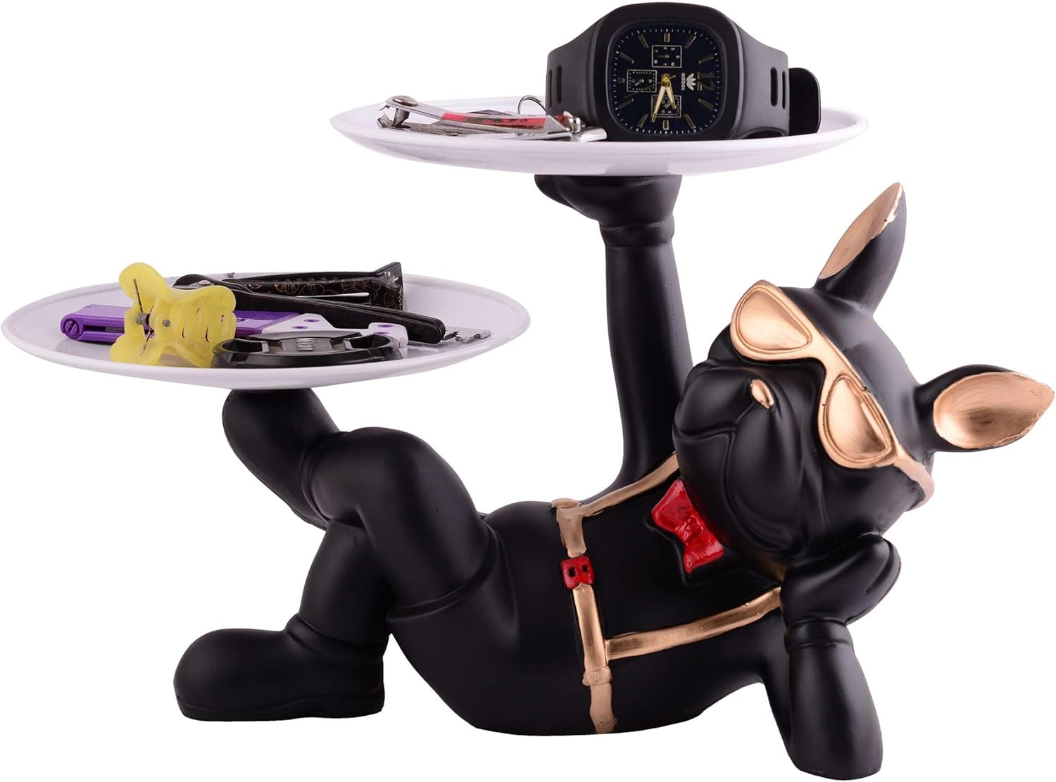 Sivani Cool Dog Sculpture with Plate Home Decor Showpiece