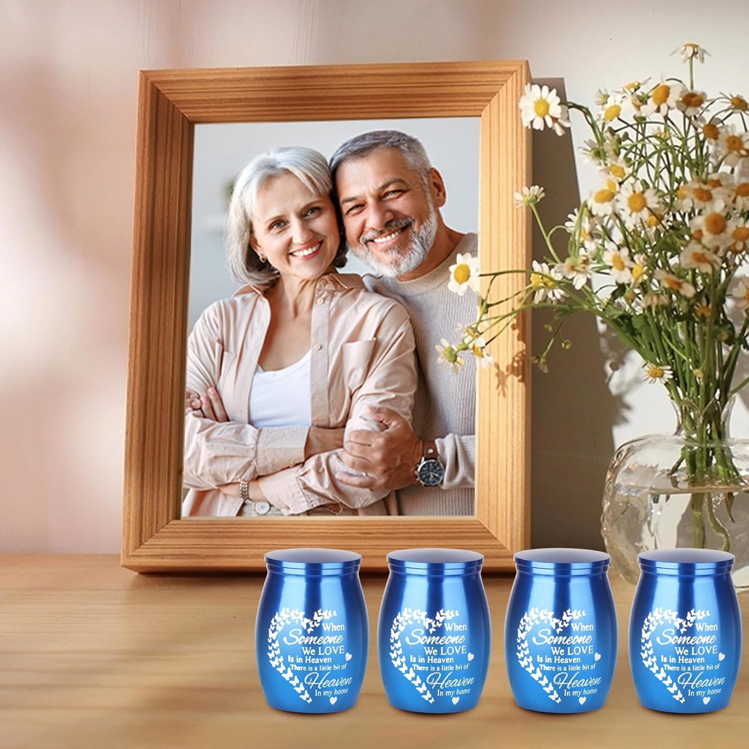 Mini Urns for Ashes Keepsake Set of 4 Blue