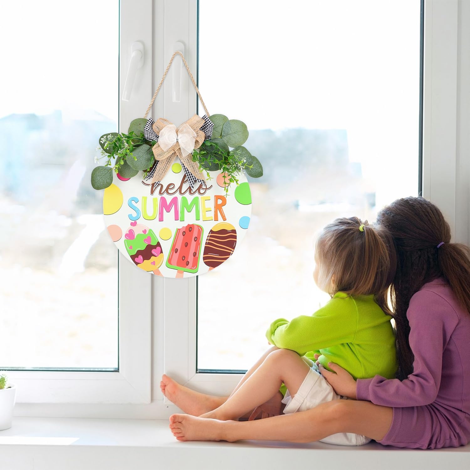 Hello Summer Wreath Front Door Welcome Sign